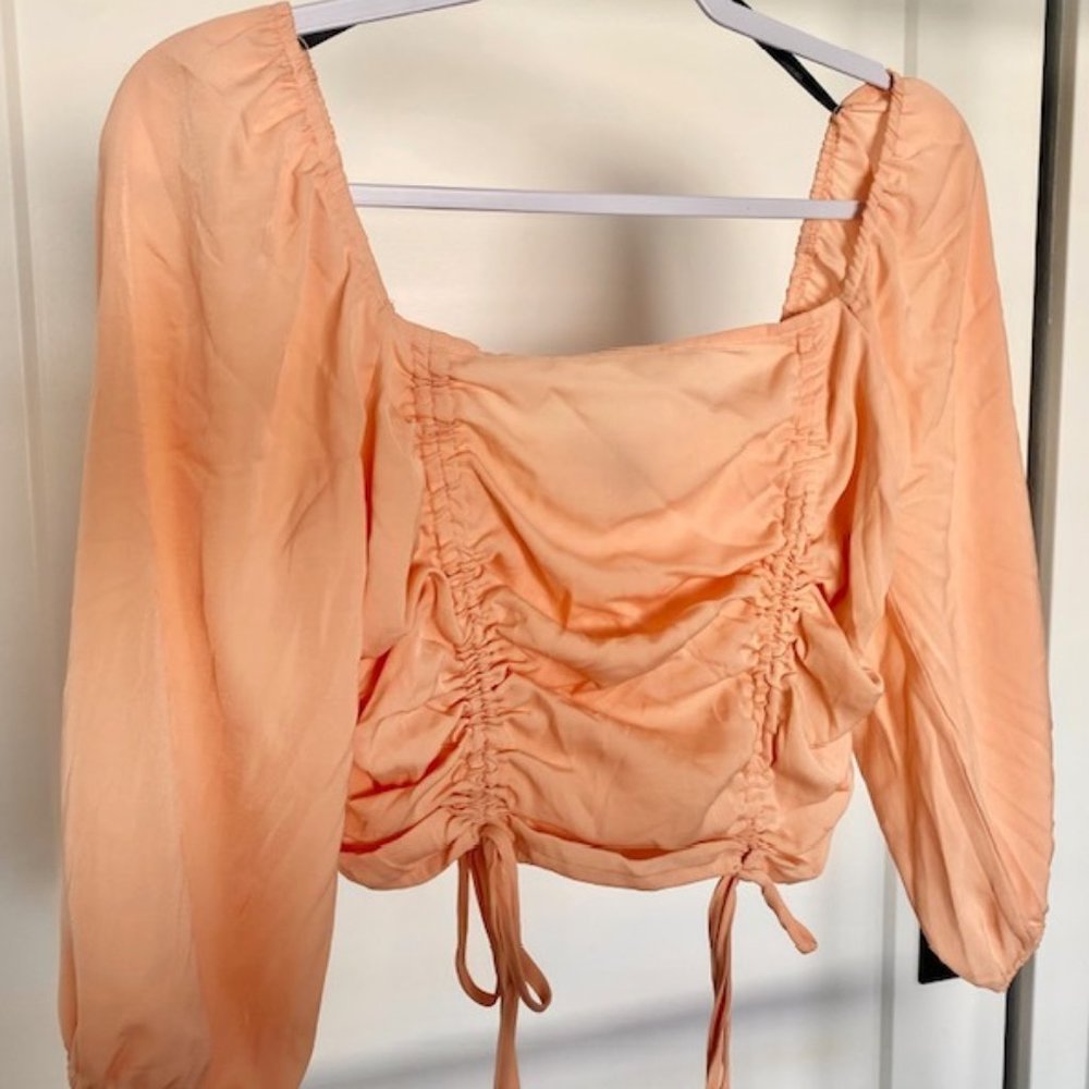 Pale Peach Peasant Crop top